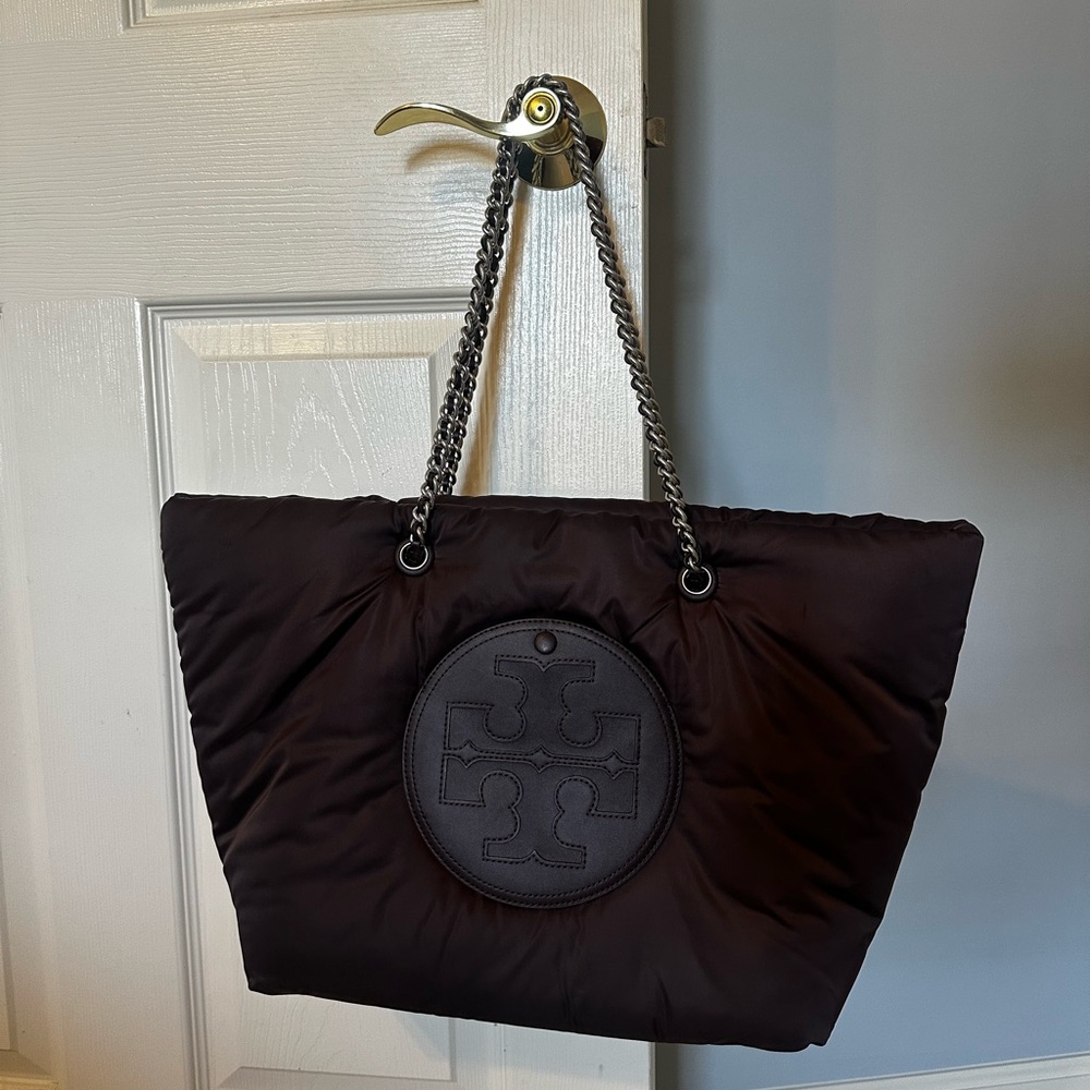 Tory Burch Brown Quilted Tote Bag